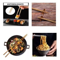 60 Pares Palillos Chinos De Bambu Reutilizables Para Sushi