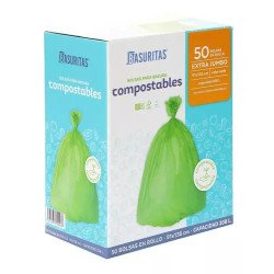 Bolsas De Basura Compostables Basuritas, 91x136cm, 50 Bolsas Color Verde