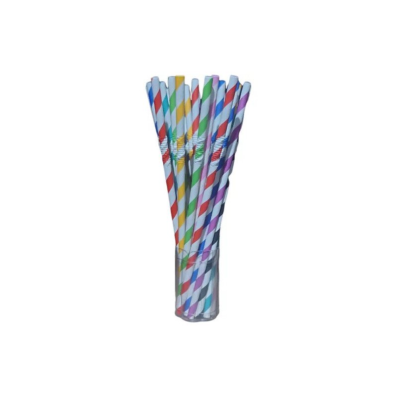 Popotes Biodegradables De Papel De Colores Rayas Fiesta