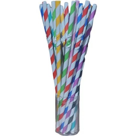 Popotes Biodegradables De Papel De Colores Rayas Fiesta