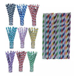 Popotes Biodegradables De Papel De Colores Rayas Fiesta