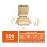 Contenedor Biodegradable P/ Alimentos 8x8 Bagazo 3div 200pzs