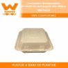 Contenedor Biodegradable P/ Alimentos 8x8 Bagazo 3div 200pzs