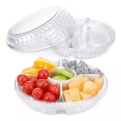 12pz Domo Botanero Charola Plato Desechable Transparente24cm