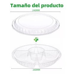 12pz Domo Botanero Charola Plato Desechable Transparente24cm
