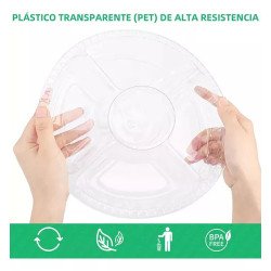 12pz Domo Botanero Charola Plato Desechable Transparente24cm