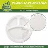 Berry Green 125 Platos Grandes Con Divisiones, 100% Compostables