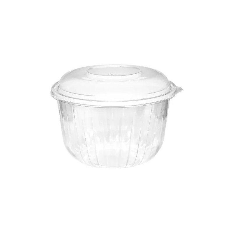 Charola Ensaladera Plastico Desechable 64 Onza Con Tapa-63pz