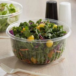 Charola Ensaladera Plastico Desechable 64 Onza Con Tapa-63pz