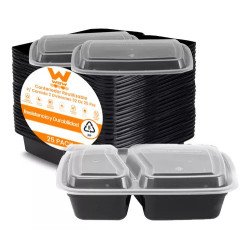 Contenedor Reutilizable P/ Comida 2 Divisiones 32 Oz 25 Pzs