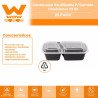 Contenedor Reutilizable P/ Comida 2 Divisiones 32 Oz 25 Pzs
