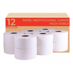 12 Rollos Papel Higiénico Institucional Jr. Hoja Doble Bio