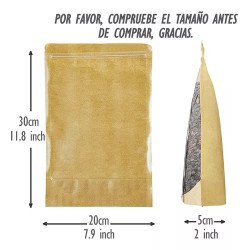 100 Bolsas Stand Up Pouch Kraft Frente Transparente Para 1kg