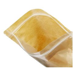 100 Bolsas Stand Up Pouch Kraft Frente Transparente Para 1kg