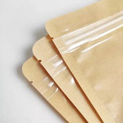 100 Bolsas Stand Up Pouch Kraft Frente Transparente Para 1kg