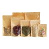 100 Bolsas Stand Up Pouch Kraft Frente Transparente Para 1kg