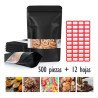 500 Bolsas Stand Up Pouch Kraft Negro Con Ventana Para 150gr