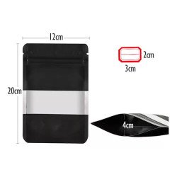 500 Bolsas Stand Up Pouch Kraft Negro Con Ventana Para 150gr