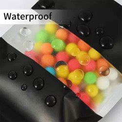 500 Bolsas Stand Up Pouch Kraft Negro Con Ventana Para 150gr