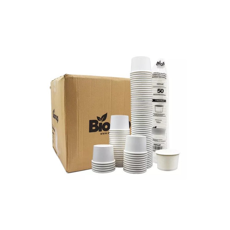 Caja Envase De Papel Biocup 1000 Piezas 4 Oz (sin Tapa)