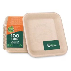 Plato cuadrado plástico